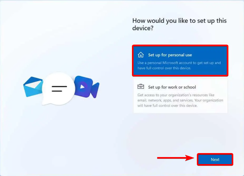 setup for personal use option