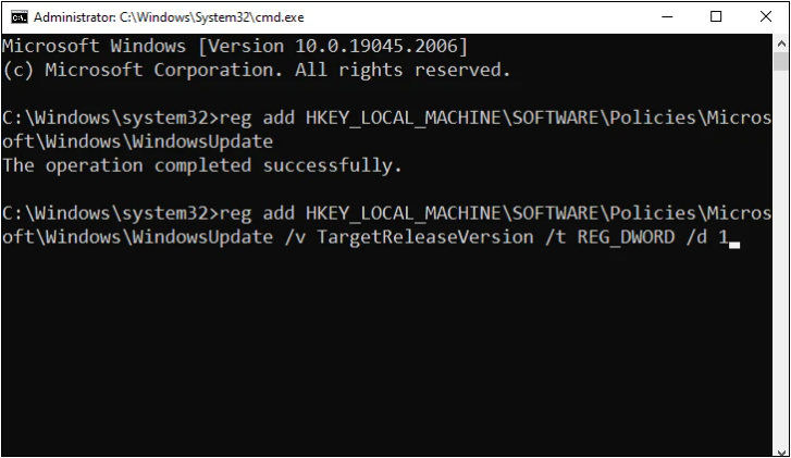 windows 11 cmd command targetreleaseversion