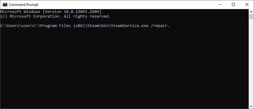 steam bin steamservice repair cmd command