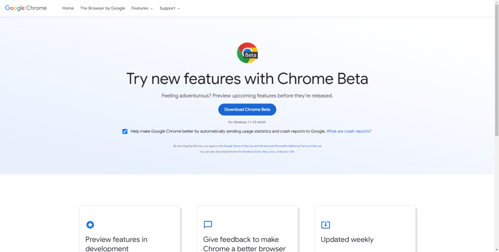try chrome beta features