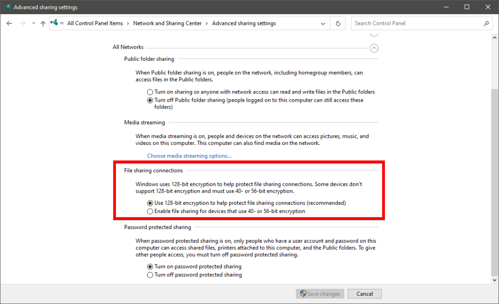 use 128 bit encryption